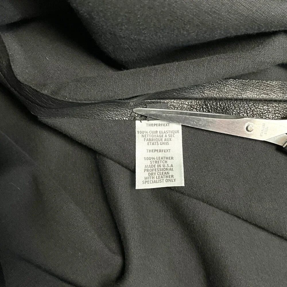 THEPERFEXT Harlem Leather Dress Black Zip Back 3/4 Sleeves Size M Medium - Picture 11 of 11